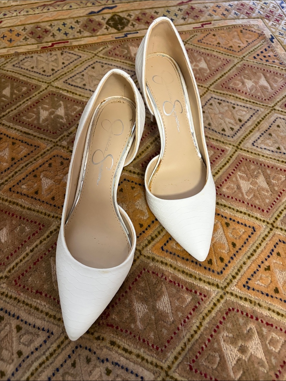Jessica Simpson white heels